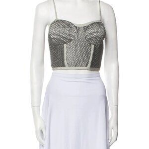 JONATHAN SIMKHAI Print Bustier Crop Top - Gray/White